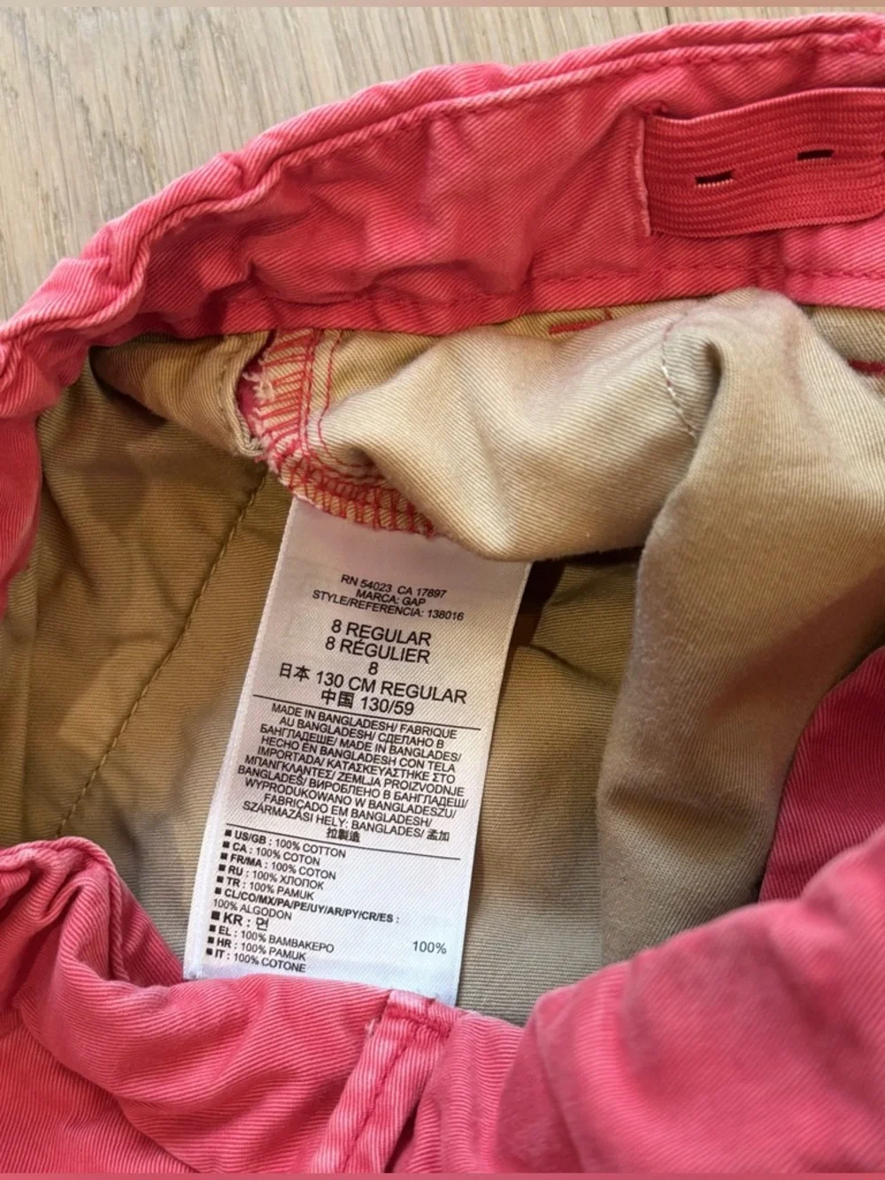 Gap boys 8 reg cotton chino shorts pink-red